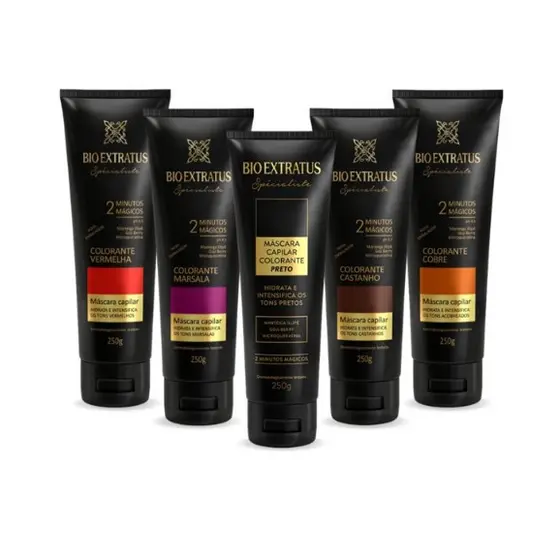 Máscara Condicionante Colorante Bio Extratus Preta/Vermelha/Cobre/Castanho/Marsala - 250g