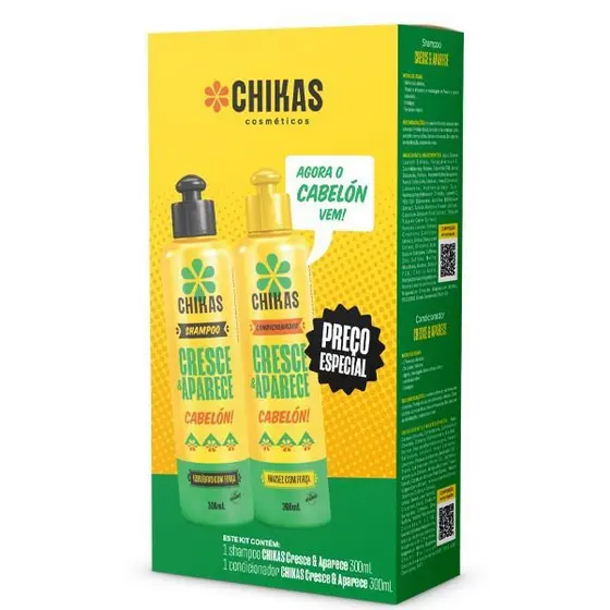 Kit Chikas Cresce & Aparece Shampoo + Condicionador 300ml  – Crescimento Capilar e Força