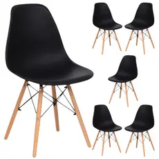 6 Cadeiras Eiffel Ergonomica Resistente Versateis Recepção Comercio Sala Jantar Cor Preto