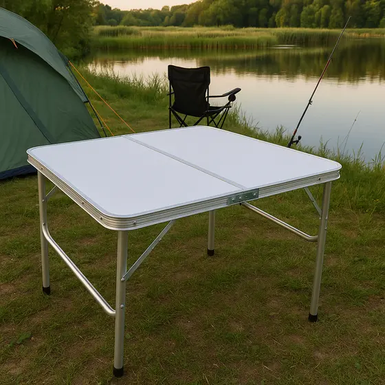 Mesa Dobrável Compacta Maleta Portátil 90x60 Alumínio Antioxidação Leve Resistente Camping Praia Uso Versátil