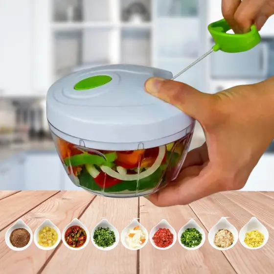 Mini Processador Manual de Alimentos Triturador 3 Lâminas Multifuncional Alho Legumes 500ml ou 200ml