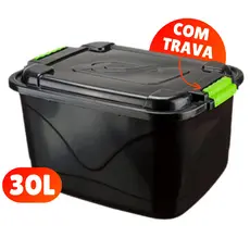 Caixa Organizadora 30 Litros Grande C/Tampa e Trava Cesto para Brinquedos e Multiuso