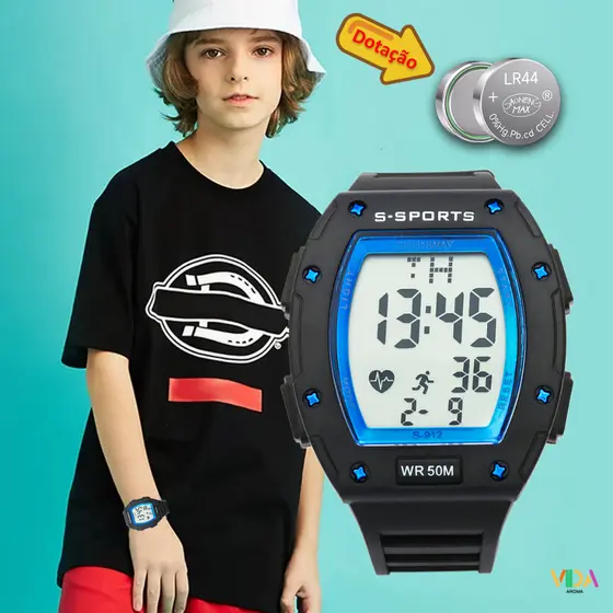 Relógio Masculino À Prova De Água Multifuncional Led Digital Eletrônico Estudantil Esportivo