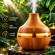 Umidificador De Ar E Difusor Aromatizador Silencioso De Ambiente Veios Com Luz Led De 7 Cores