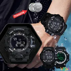 Relógio Masculino Digital Esportivo À Prova D'Água LED Luminoso Despertador Alarme