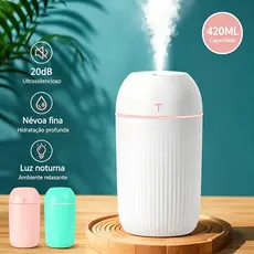Umidificador De Ar Portátil Para Quarto Humidificador Com Luz Led De 7 Cores Silencioso 420ml