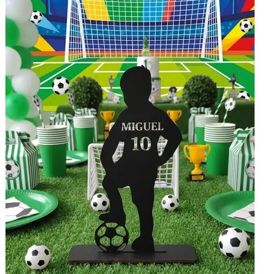Kit Centro de Mesa Futebol Personalizado Nome MDF 3mm - 10/15/20 un Lembrancinha Festa