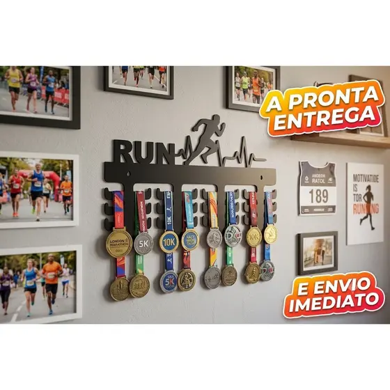 Porta Medalhas MDF Corrida De Rua Suporte Parede Organizador