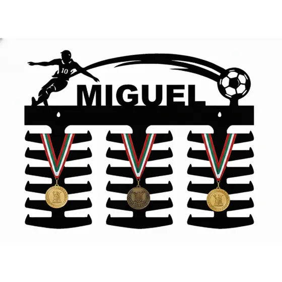 Porta Medalhas Futebol Chute Com Nome Personalizado MDF Premium