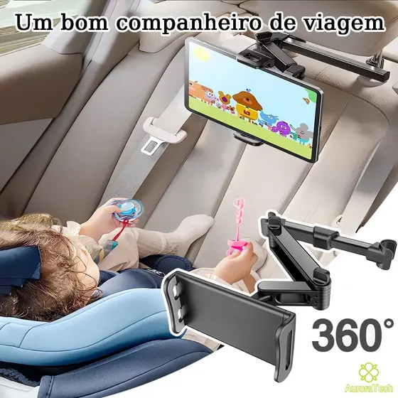 Suporte Veicular Para Celular e Tablet Dobrável e Extensível Suporte De Banco Traseiro 360° Rotação