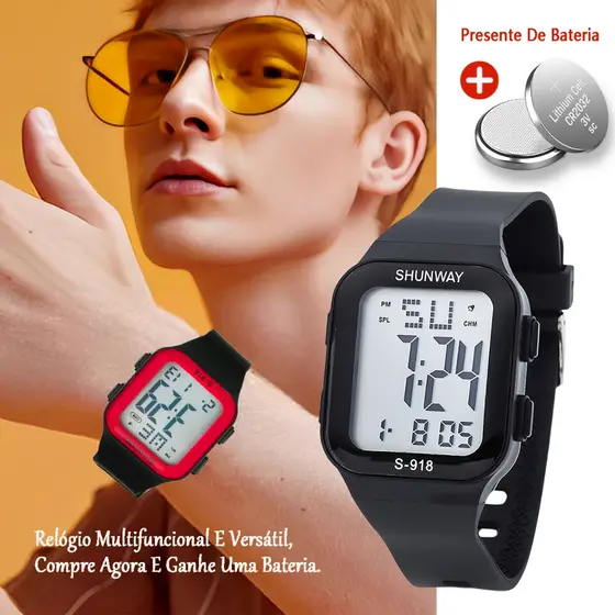 Rel贸gio Digital Masculino e Feminino 脌 Prova D'脕gua Cron么metro Esportivo Led Original Militar