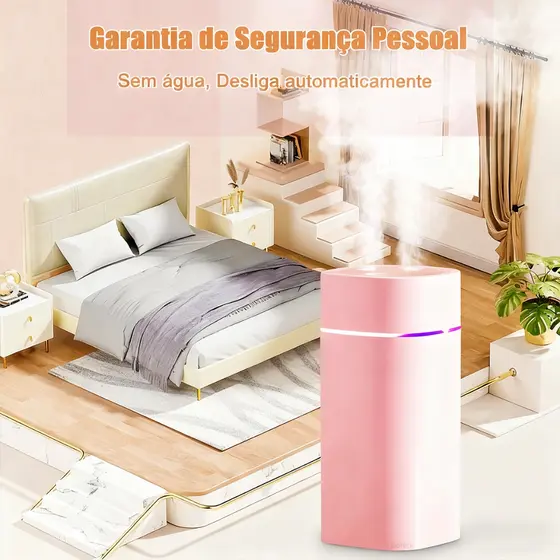Umidificador De Ar E Difusor Aromatizador Ambiente 300ml Ultrassônico Com Led Luz Noturna Purificador De Ar