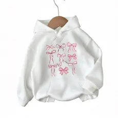 Moletom Canguru Tendência Lacinhos Fofos Estilo Coquette Feminino Minimalista Casaco Algodão Masculino