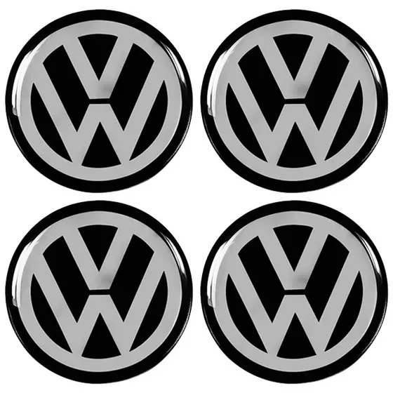 Adesivo Emblema Resinado Calota e Roda Volks Vw 4 Unid