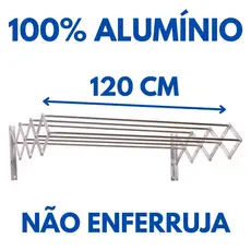 Varal de Parede Retrátil Varal de Roupa Sanfonado 120 cm Alumínio Não Enferruja - Bitenfer Varais