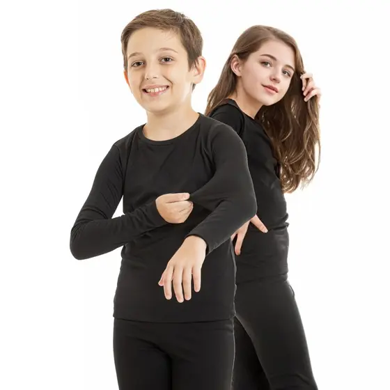 Conjunto Roupa Térmica Peluciada Blusa e Calça Segunda Pele Infantil Juvenil Unissex Tamanho 4 ao 16