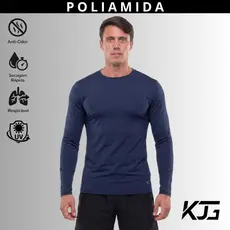 Camiseta Poliamida Tech Tecido Gelado Masculina Térmica Manga Longa Anti Odor Proteção Uv50+ Inverno