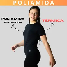 Camisa Feminina Poliamida Térmica Treino Manga Curta Academia Fitness Lisa Segunda Pele Anti Odor