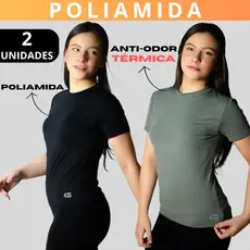 Kit 2 Camisa Térmica POLIAMIDA Feminina Manga Curta Anti Odor Segunda Pele Academia Fitness Treino