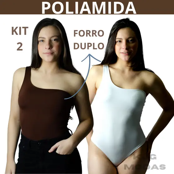 Kit 2 Body Mula Manca POLIAMIDA Com Forro Duplo Ombro Só Segunda Pele Premium Camada Dupla