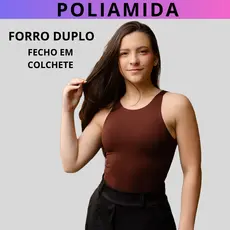 Body Regata Poliamida Com Forro Duplo Premium Segunda Pele Feminino Camada Dupla Básico KJG