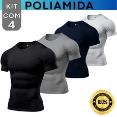 Kit 4 Camiseta Poliamida Tech Tecido Gelado Masculina Compressão Manga Curta Academia Raglan Fitness