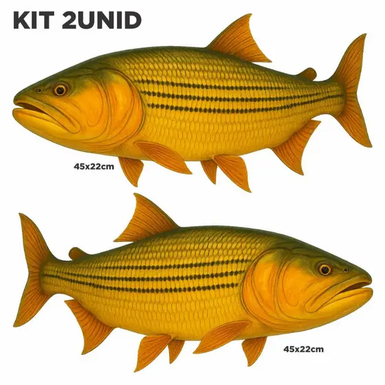 Adesivo Peixe Dourado Rei Do Rio Pesca Fish Gold Kit 2unid