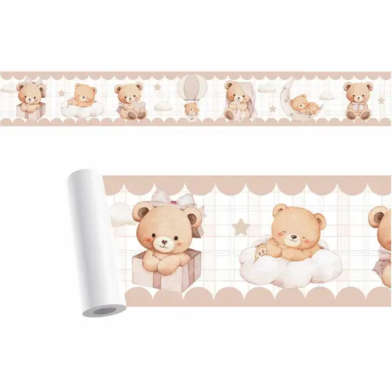 Faixa Adesiva Decorativa Quarto Infantil Urso Neutro 6un