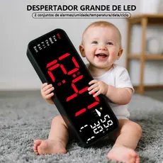 Relógio De Mesa Digital Montagem Na Parede Alarme Led Temperatura Data Calendário Cabeceira Adequado Para Quartos