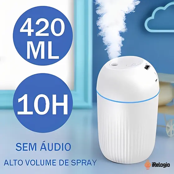 Umidificador Aromatizador De Ar 420ml Ultrassônico De Ambiente Elétrico Difusor Led Portátil USB