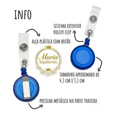 Kit com 5 unidades de Porta Cracha Retrátil Roller Clips Varias Cores Envio Imediato