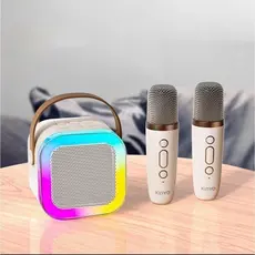 Caixa de Som Bluetooth Portátil RGB com Microfone Sem Fio Karaokê USB TF AUX LED Colorido Mini Speaker Potente