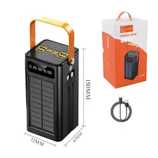 Power Bank Solar 50000mAh Carregador Portátil Grande Capacidade USB com Cabo Universal