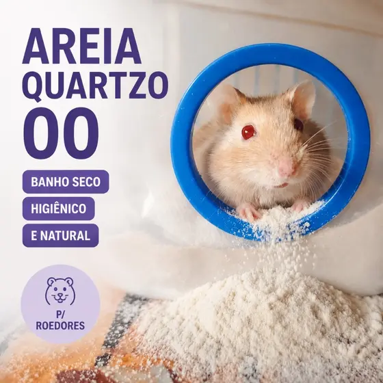 3Kg Areia de Quartzo Nº00 para Hamster e Roedores | Banho Seco Higiênico e Natural