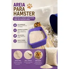 2Kg Areia de Quartzo Fina Nº00 para Roedores | Banho Seco Sem Odor para Hamster  | Natural e Segura