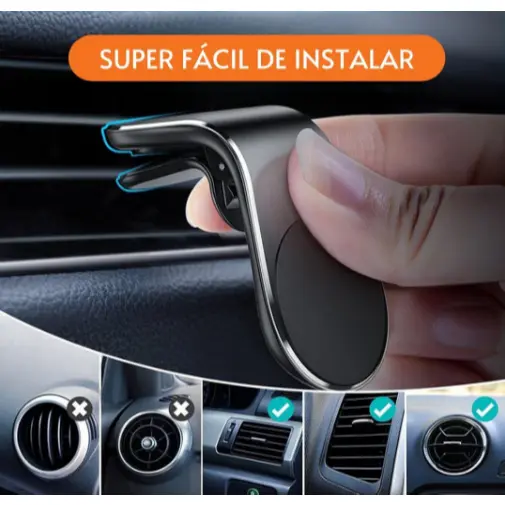 Suporte Magnético para Celular com Fixação em Saída de Ar – Ultra Fino, Discreto e Antivibração, Compatível com Todos os