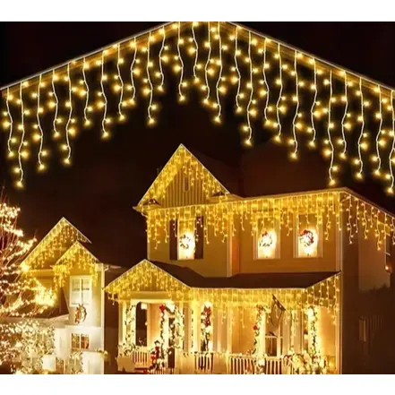 Cascata 400 Led 10m Externa Blindada Natal 8 Funções de Pisca A Prova D'agua Cor Das Luzes Branco Quente 110v e 220V