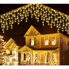 Cascata 400 Led 10m Externa Blindada Natal 8 Funções de Pisca A Prova D'agua Cor Das Luzes Branco Quente 110v e 220V