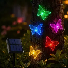 Cordão De Luzes Solares Para Jardim, 5 Metros 20 Borboleta Para Casa Iluminação De Natal