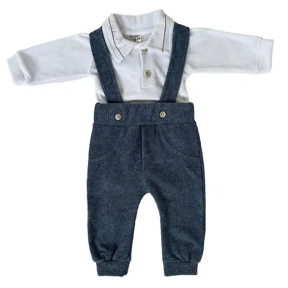 Kit 2 Peças Macacão Body Roupinha Bebê Suspensório Plush