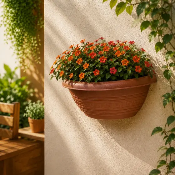Vaso Greco Parede Meia Lua Plantas 3,3 Litros Casa Apartamento Plástico Reforçado Decoração