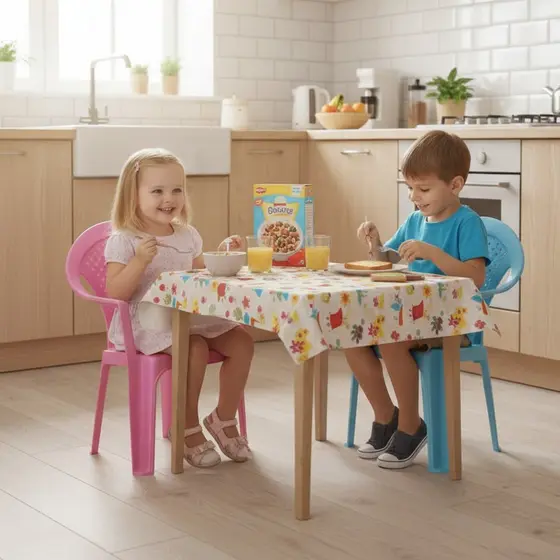 Kit 2 Cadeira Infantil Azul Rosa Plástico Reforçada Empilhável Escola Festas Creche Aniversário