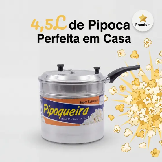 Pipoqueira 4,5 Litros Aluminio Polido