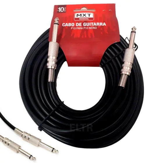 Cabo P10 P10 Mono Guitarra Violão Baixo Cavaquinho Caixa Som Amplificador - Disponível 5 e 10 Metros