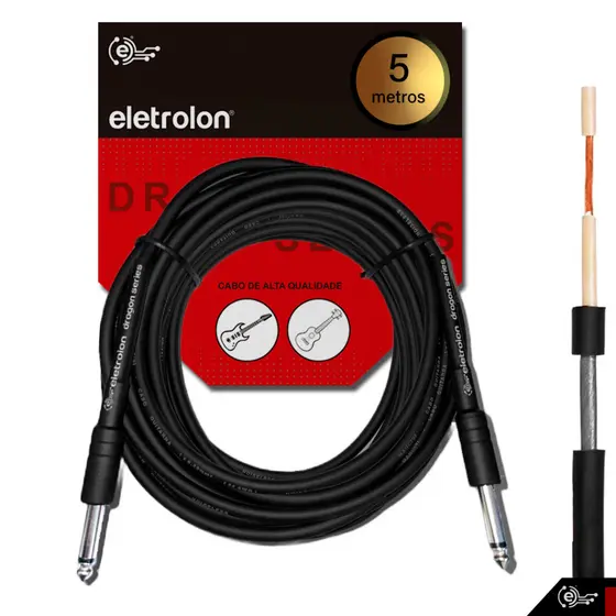 Cabo Plug P10 / P10 Mono Para Violão Guitarra Baixo Blindado Alta Qualidade Profissional - Disponível em Vários Metros