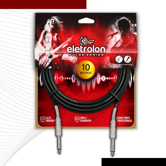 Cabo P10 P10 Mono Para Violão Guitarra Baixo 10m Metros