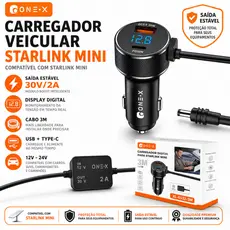 Carregador de carro StarlinkCabo 3 Em 1 Veicular Compatível com Starlink Mini Usb Tipo C 12v 24v QC3.0 20W/PD 30W