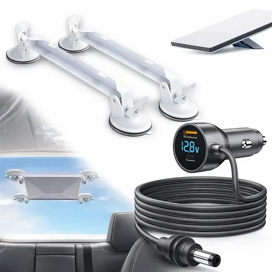 Kit Suporte + Cabo 3m Starlink Mini Ventosa Veicular 12v/24v Para-brisa Para Com 4 Ventosas