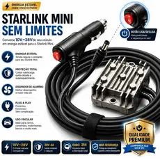 Carregador Starlink Mini Para Carro Adaptador DC 30V 3.5A Cabo 2/3M Conversor Veicular Plug Play 10-28V