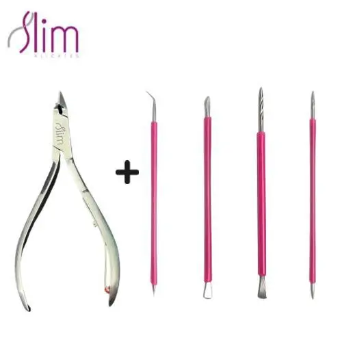 Cutelaria 4 peças Palito Espátula Mista Desencravador + Alicate Slim Profissional Podologia